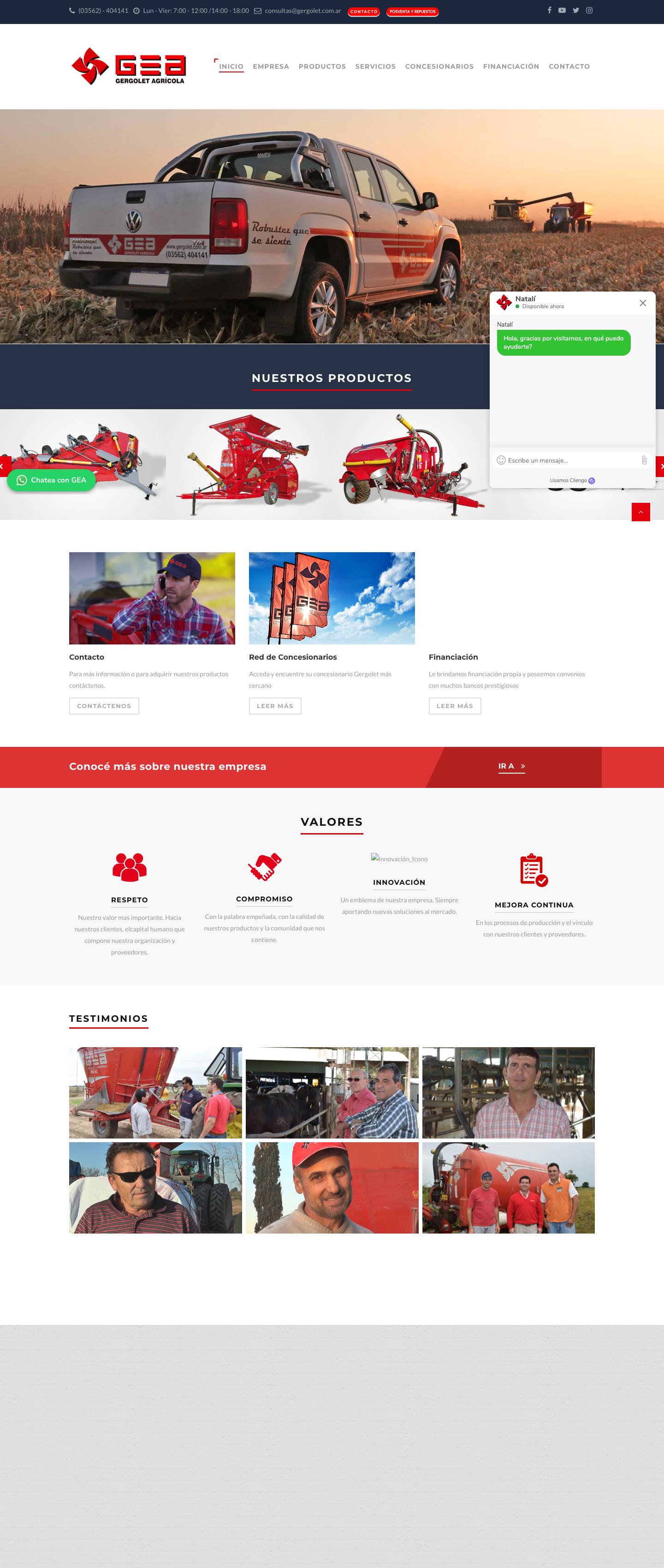 GEA Gergolet Agrícola – Fábrica de Maquinarias Agrícolas - Full Screenshot