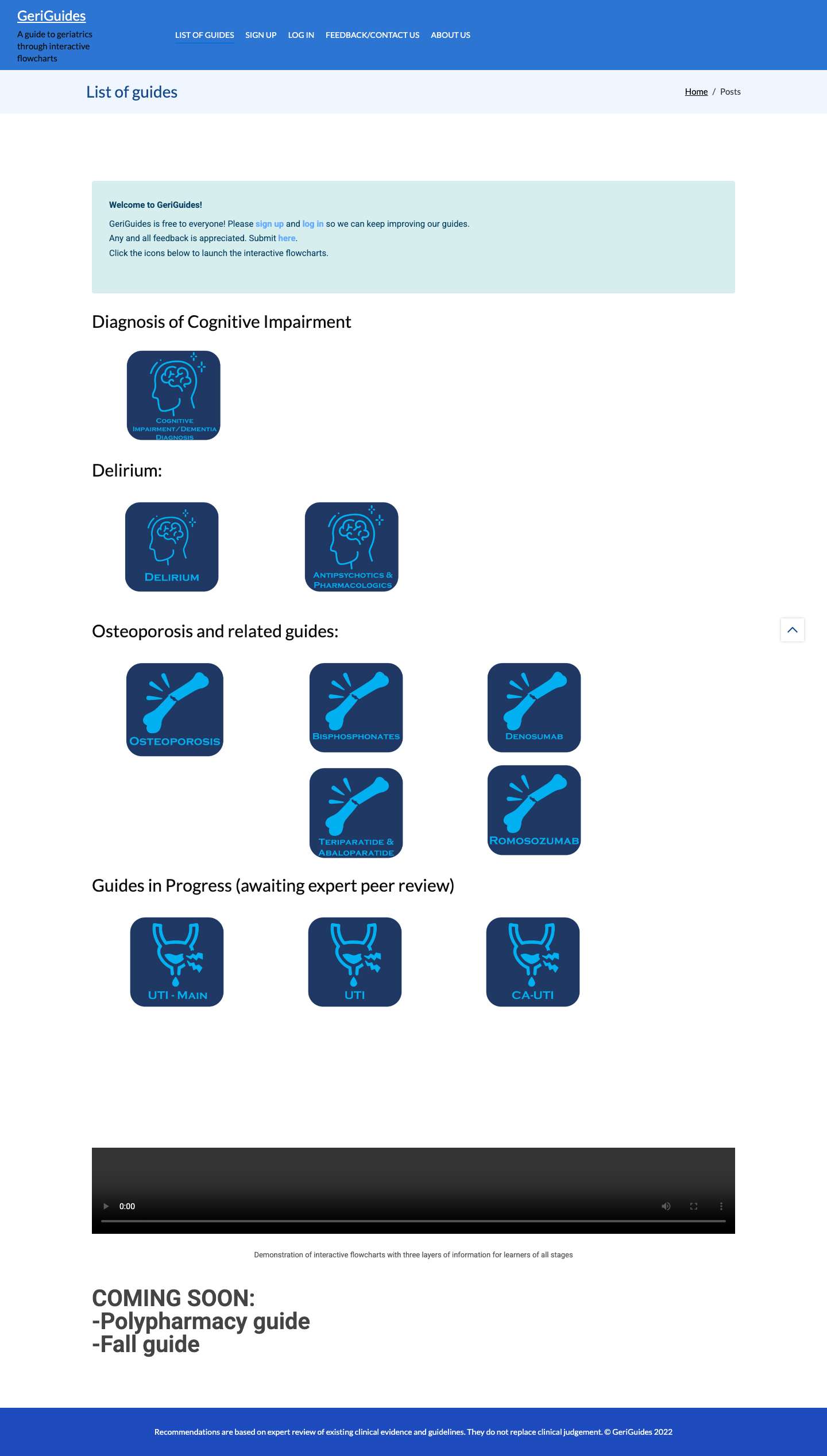GeriGuides – A guide to geriatrics through interactive flowcharts - Full Screenshot