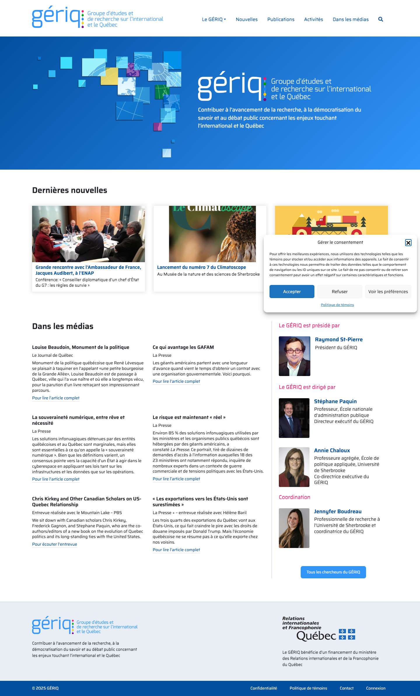 GÉRIQ – Groupe d'études et de recherche sur l'international et le Québec - Full Screenshot