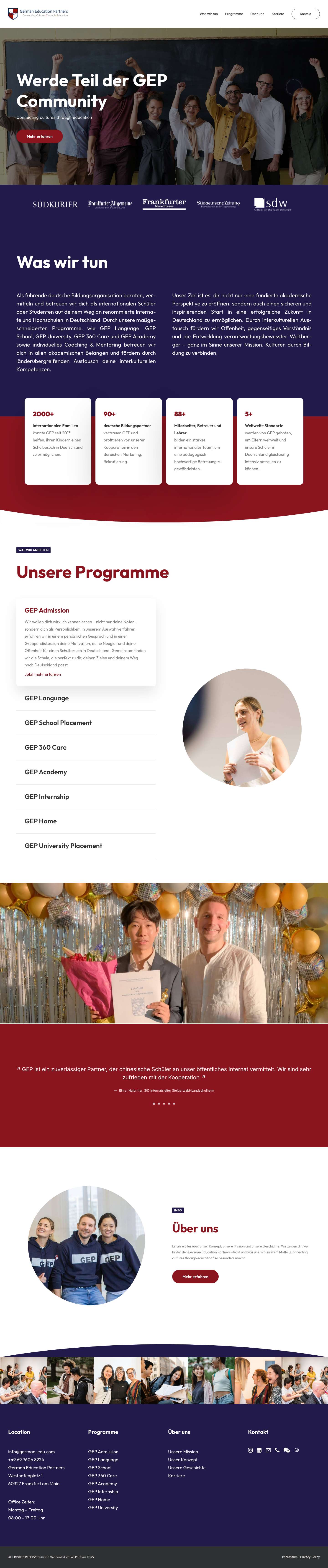 German Education Partners – Schule, Internat & Studium in DE - Full Screenshot