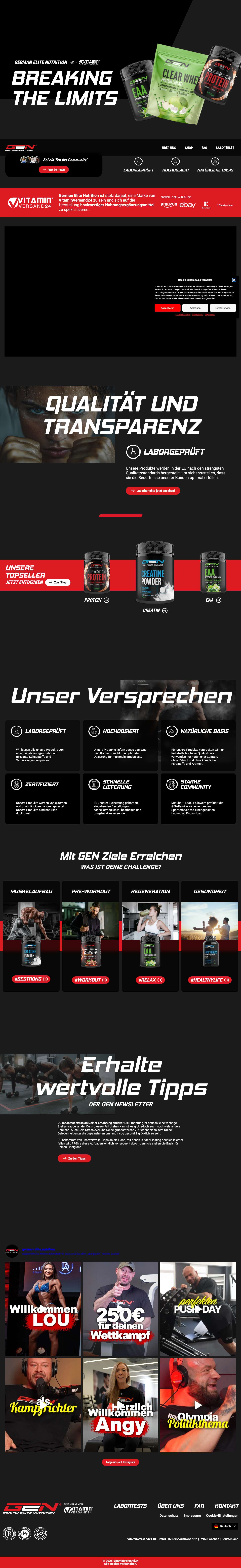 BREAKING THE LIMITS - GERMAN ELITE NUTRITION - Full Screenshot