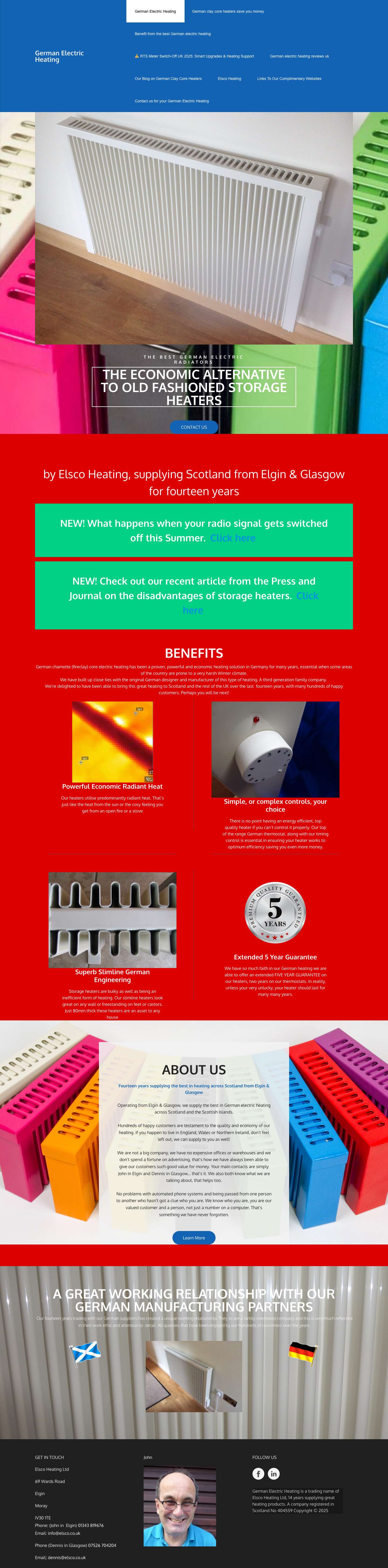 Efficient German Electric Heating | Elsco Heating Scotland - Full Screenshot