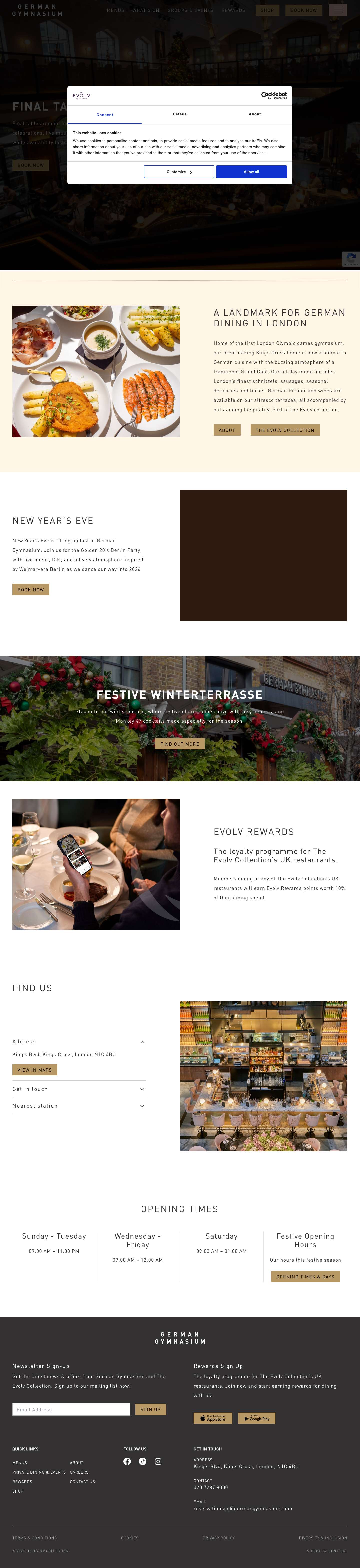 German Gymnasium | Grand Café in King’s CrossLine divider (1) - Full Screenshot