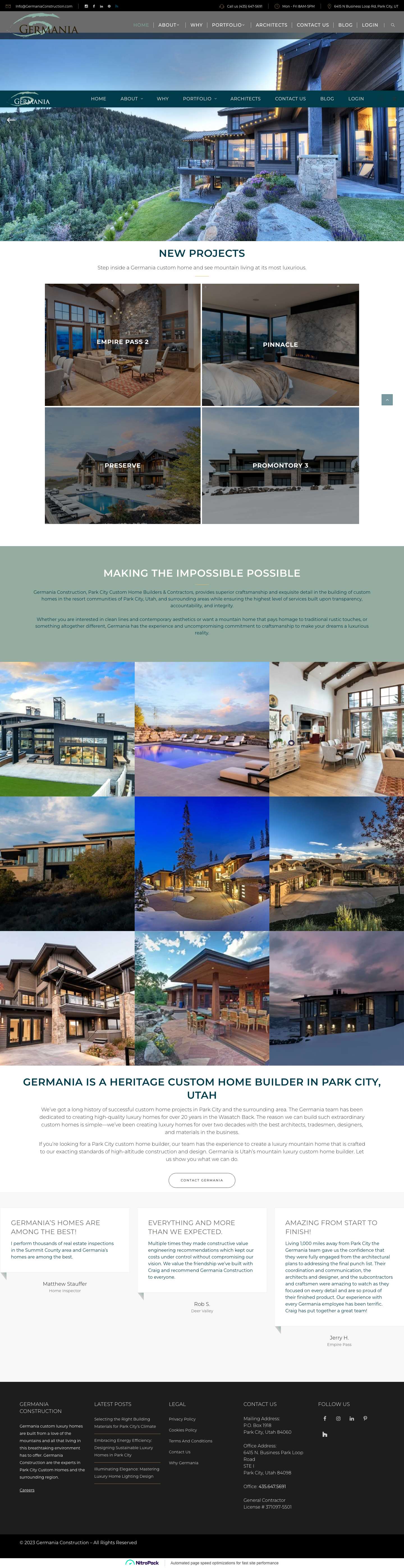 Custom Home Builders Park City - Germania Construction & Contractors - Germania Homes: Luxury Custom Home BuildersFacebookInstagramLinkedInPinterestHouzz icon - Full Screenshot