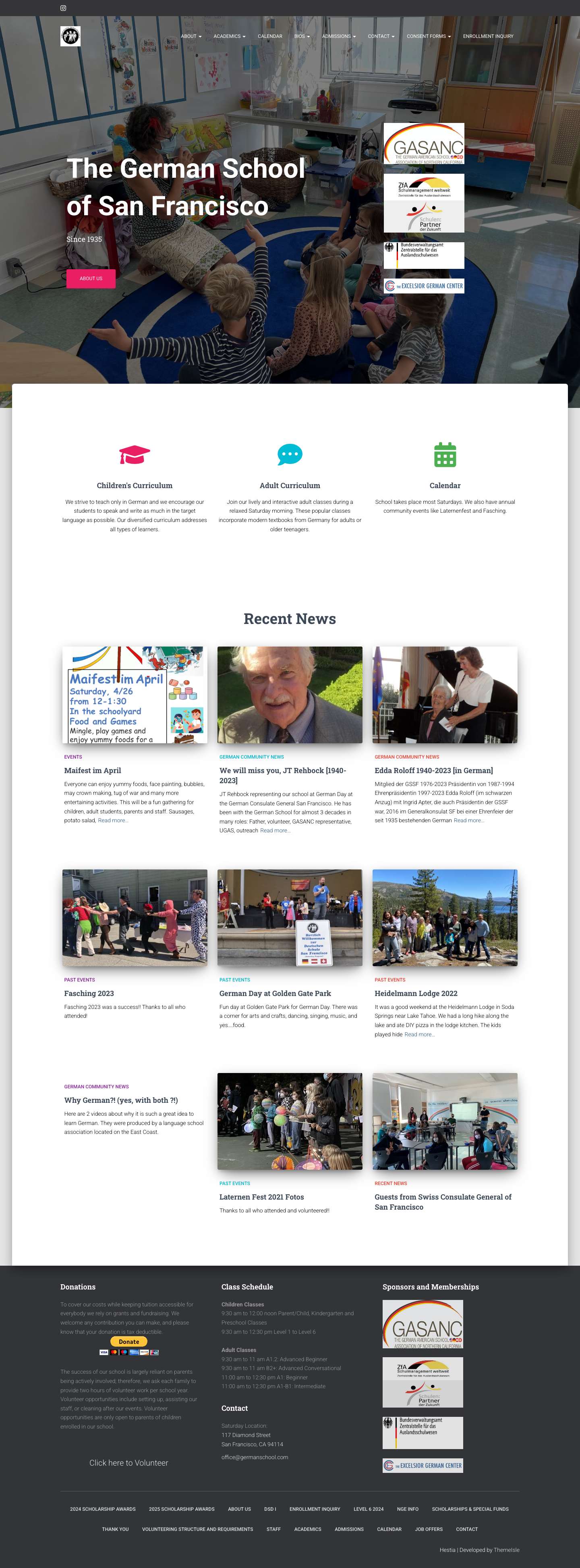 German School Of San Francisco - German classes for children and adults on Saturdays - Full Screenshot