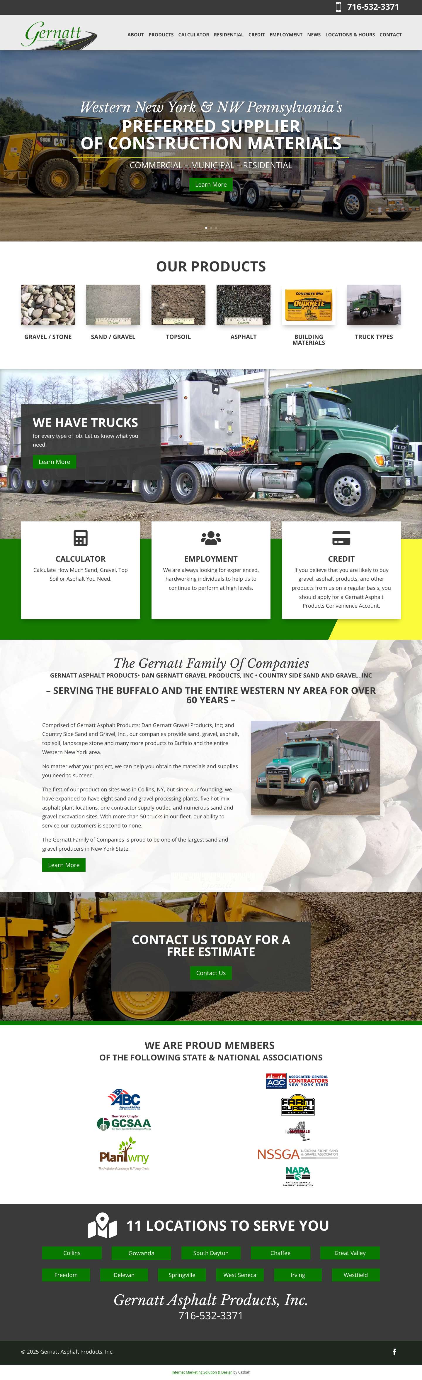 Gernatt Gravel | Buffalo & Erie County, NY | Asphalt & Stone Products - Full Screenshot