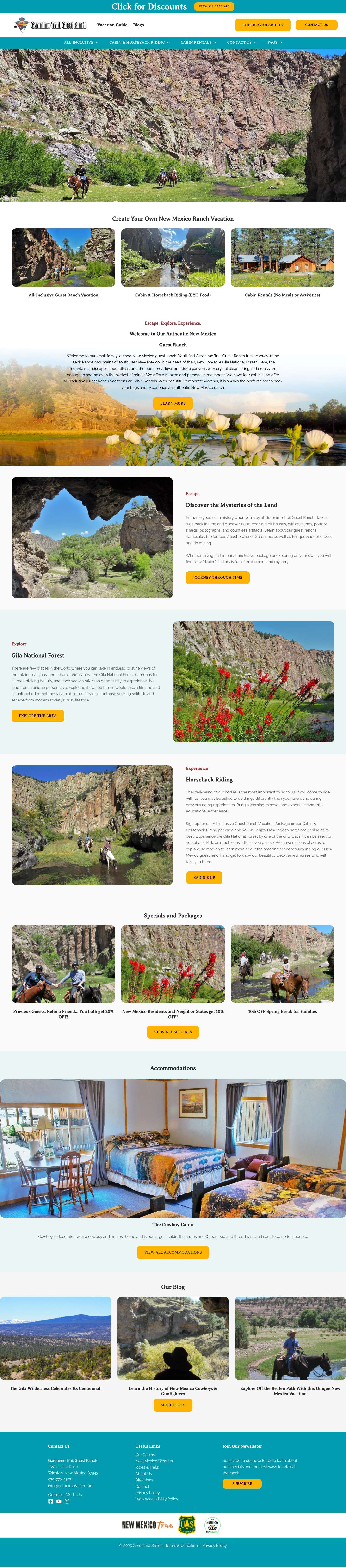 Geronimo Trail Guest Ranch | New Mexico Guest & Dude Ranch - Full Screenshot