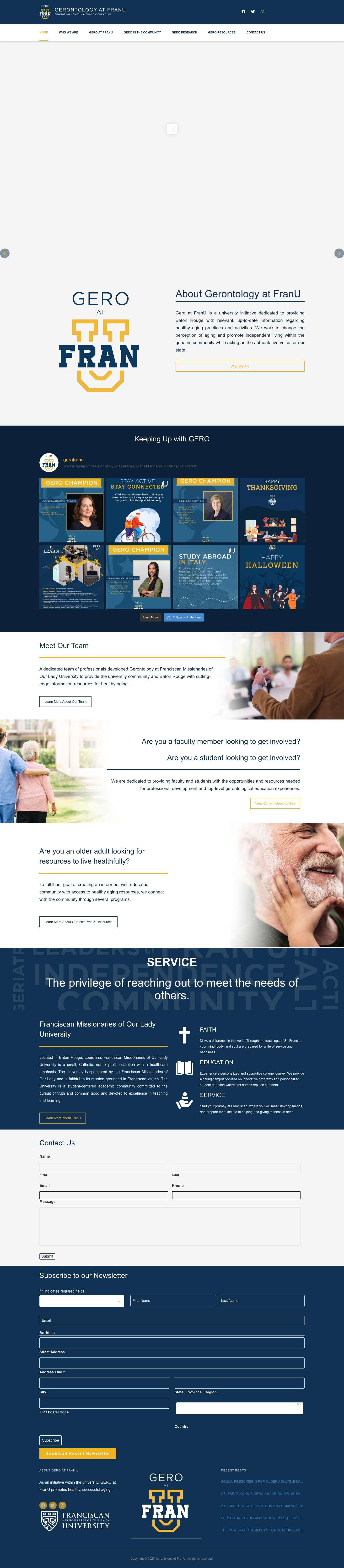 Gerontology at FranU - Promoting Healthy & Successful Aging - Full Screenshot