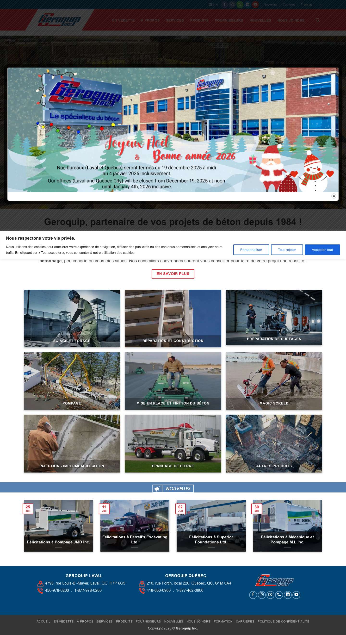 Équipements et matériaux pour la construction | Geroquip - Full Screenshot
