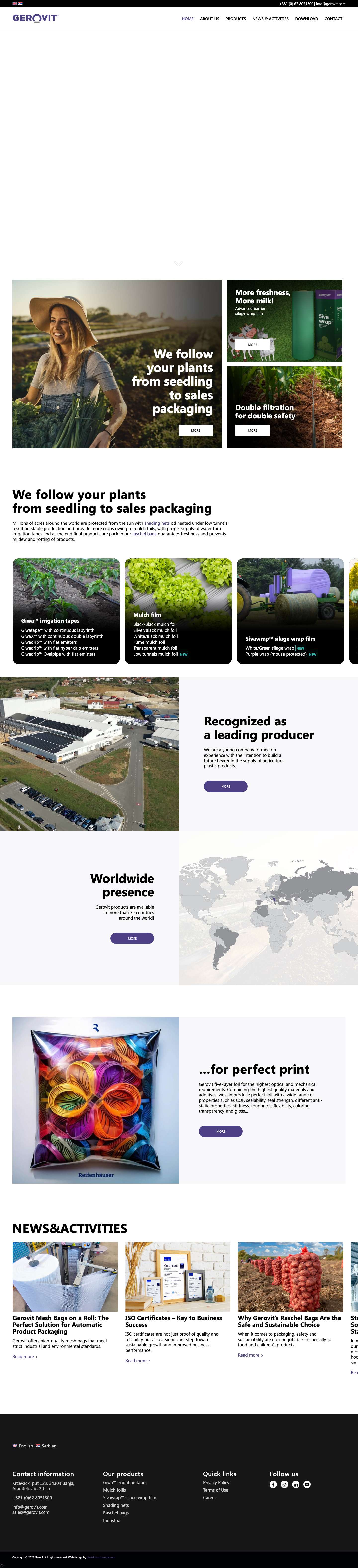 Gerovit - The supply of agricultural plastic products - Full Screenshot