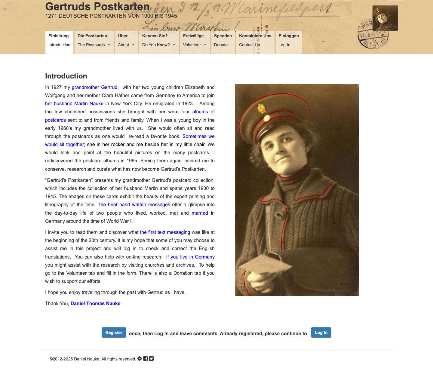 Main Page - Gertruds Postkarten - Full Screenshot