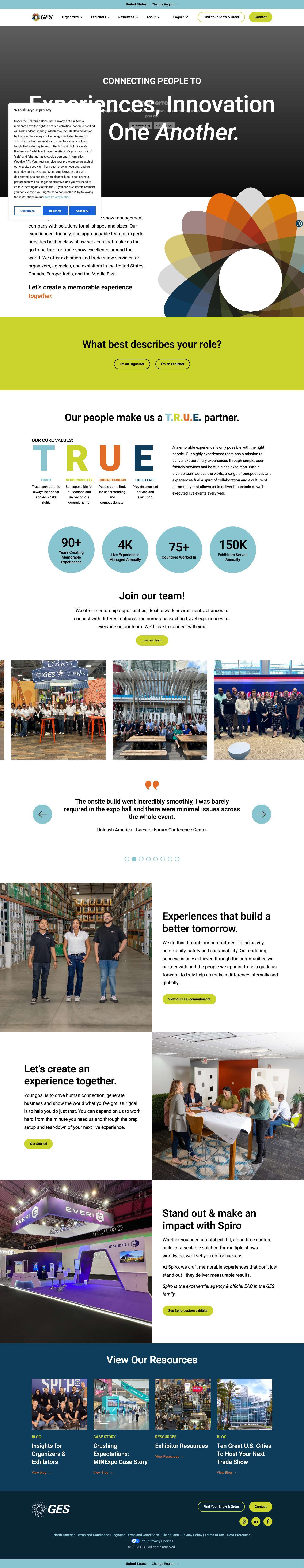 A Global Trade Show and Exhibitions Company | GES - Full Screenshot