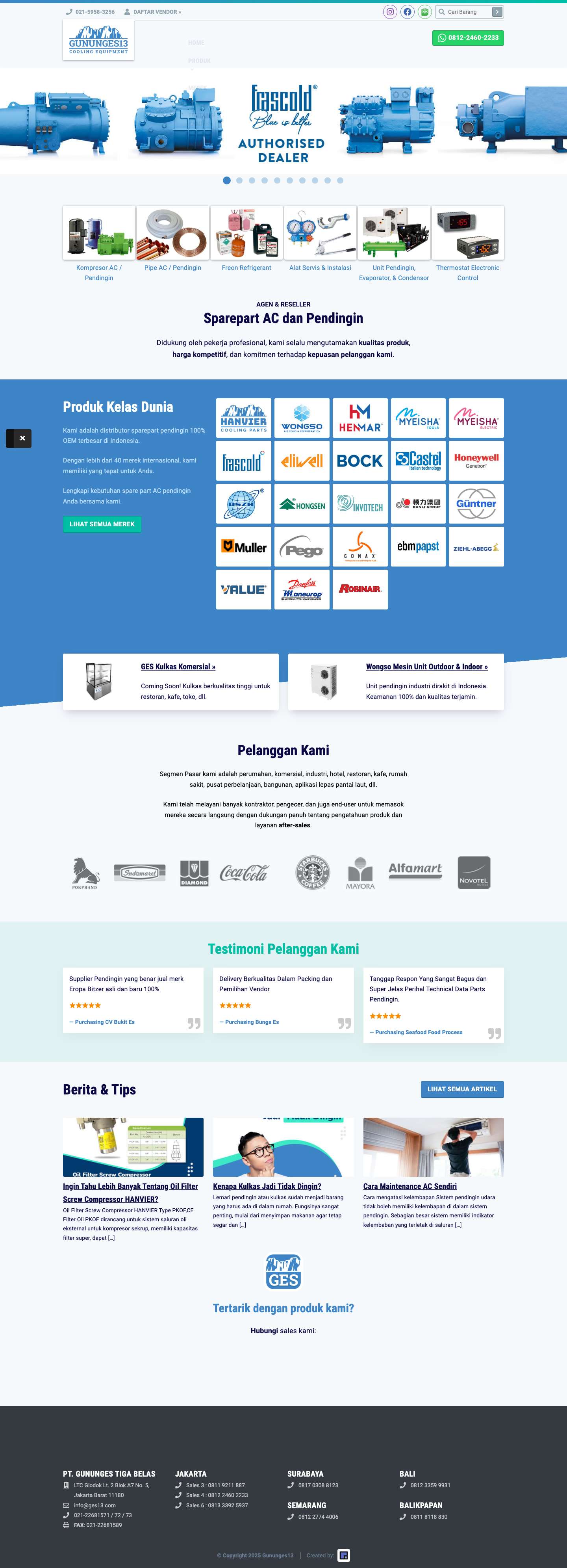 #1 Jual Kompresor, Freon, Pipa AC di Indonesia | GunungES 13 - Full Screenshot