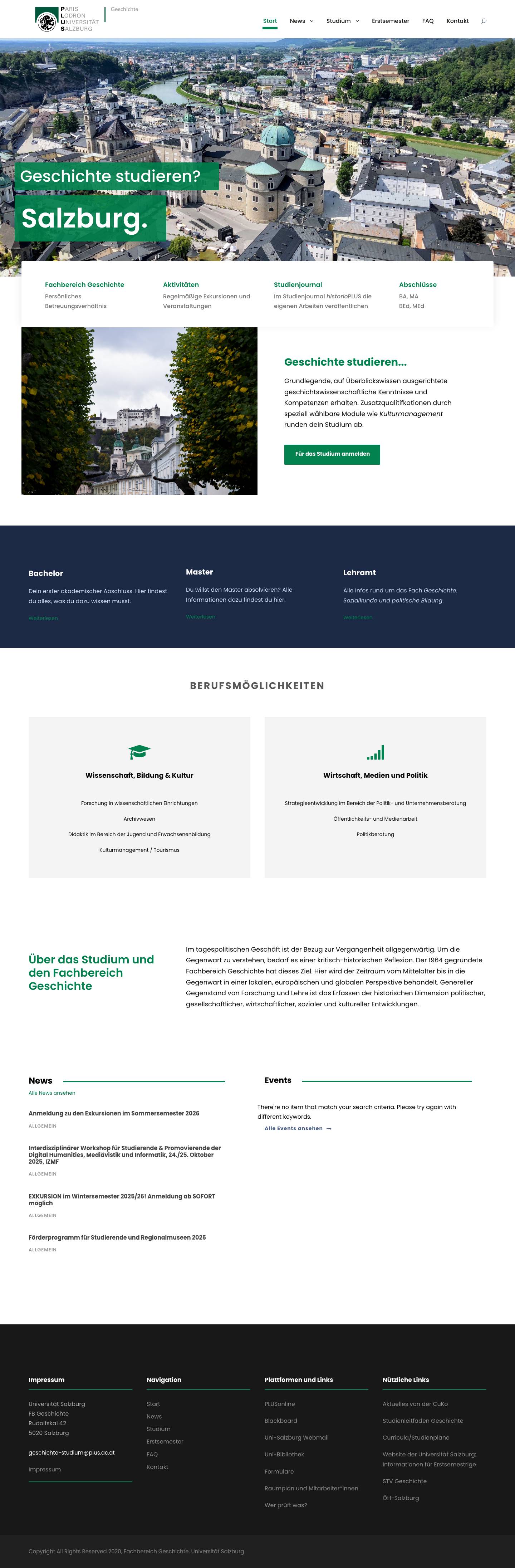 Geschichte Studium an der Uni Salzburg - Full Screenshot