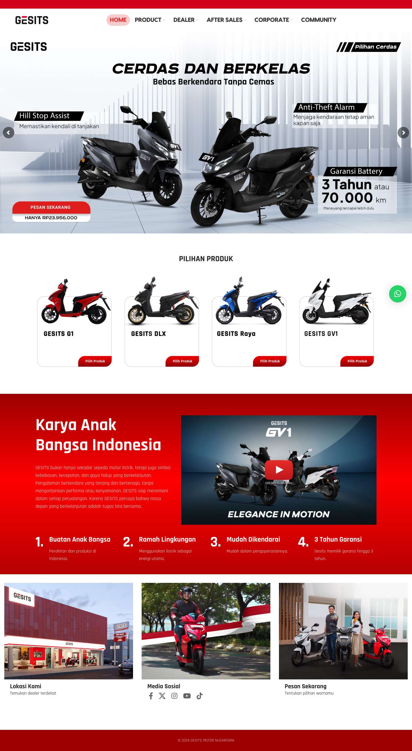 Motor Listrik - Gesits Motor Nusantara - Full Screenshot