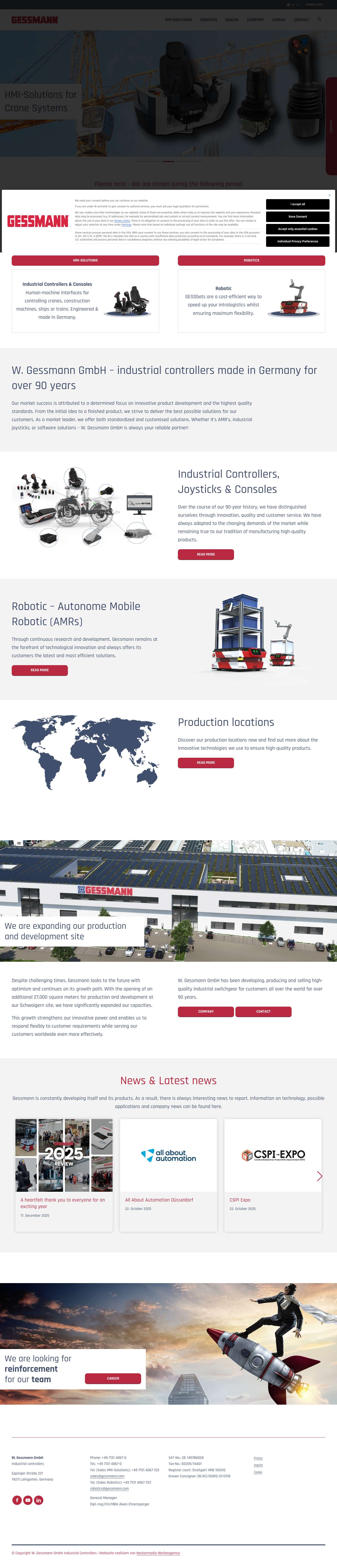 W. Gessmann Industrial Controllers Leingarten GermanyClick to open the search input fieldScroll to top - Full Screenshot