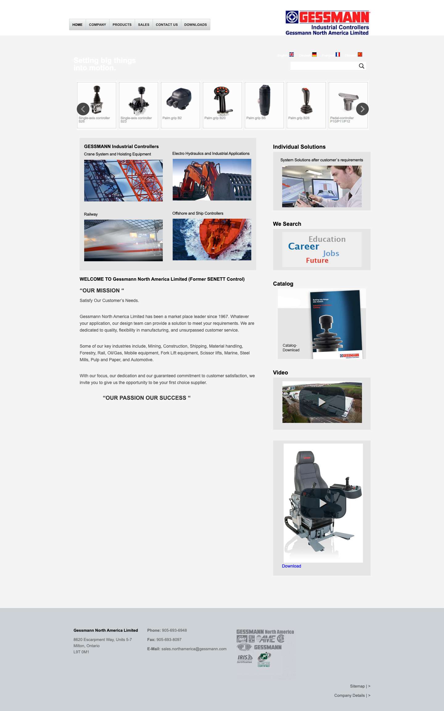 Gessmann North America – Operator Control Chair Systems and Seating - Full Screenshot