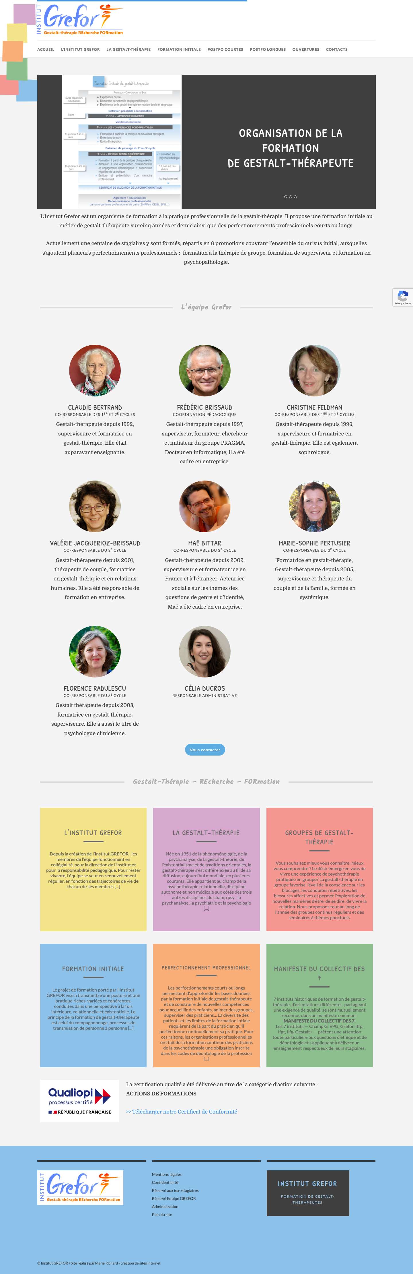 Institut GREFOR | Formation de gestalt-thérapeutes - Full Screenshot