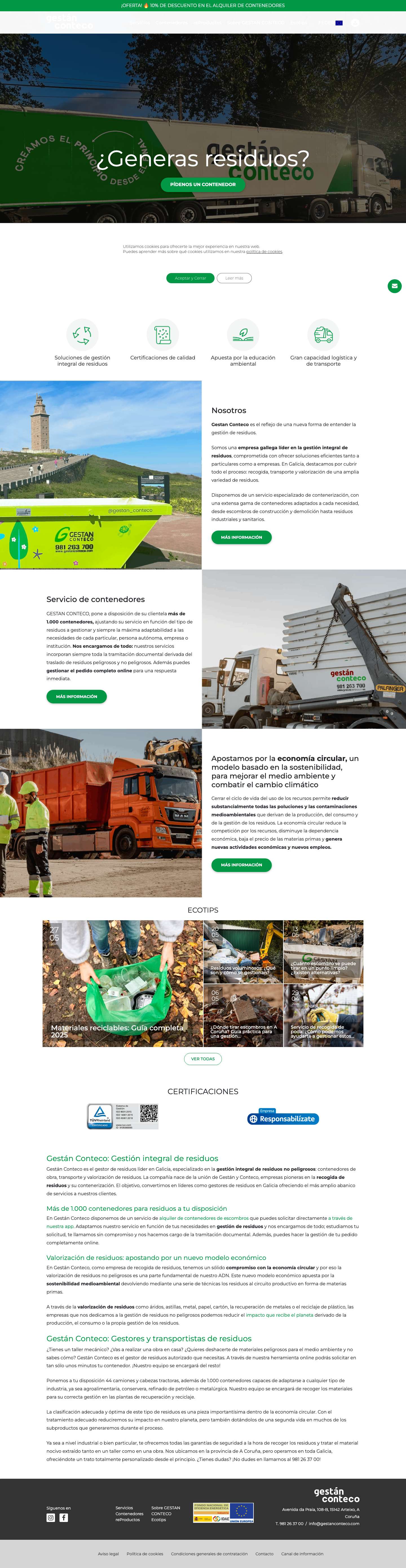 Gestión Residuos y Contenedores | Gestán Conteco - Full Screenshot