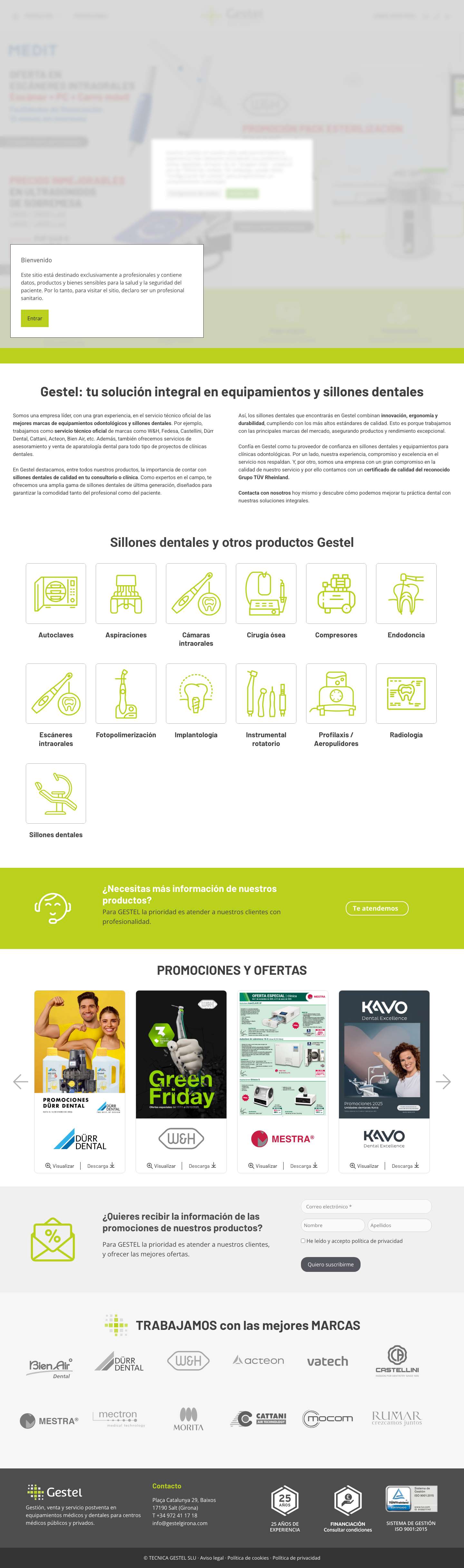 Sillones dentales y solución integral de equipos - Gestel GironaAnteriorSiguiente - Full Screenshot