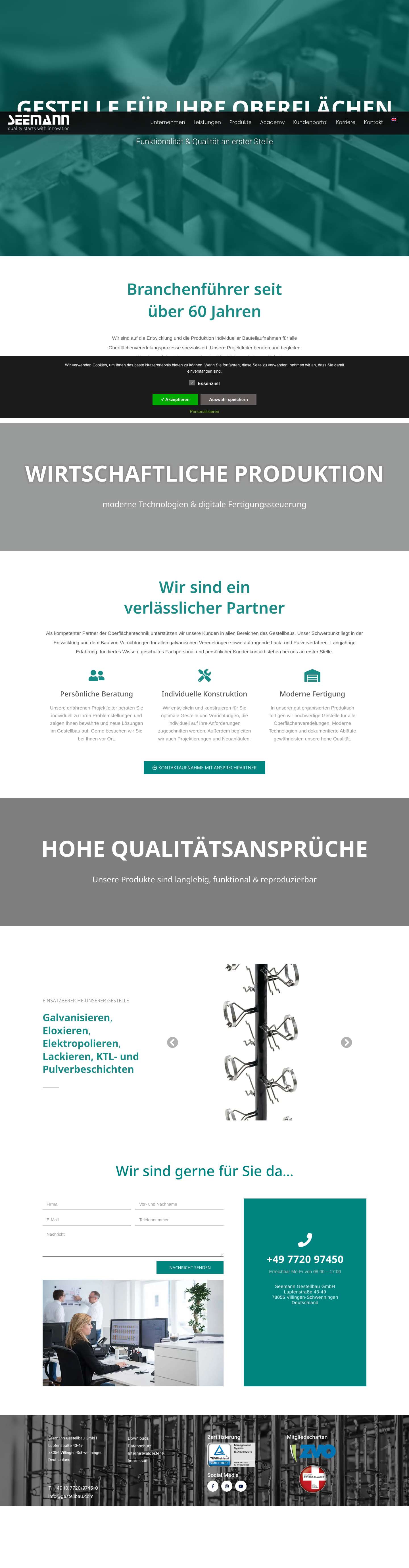 Gestelle für Galvanik, Lackiertechnik & Oberflächenbeschichtungen - Full Screenshot