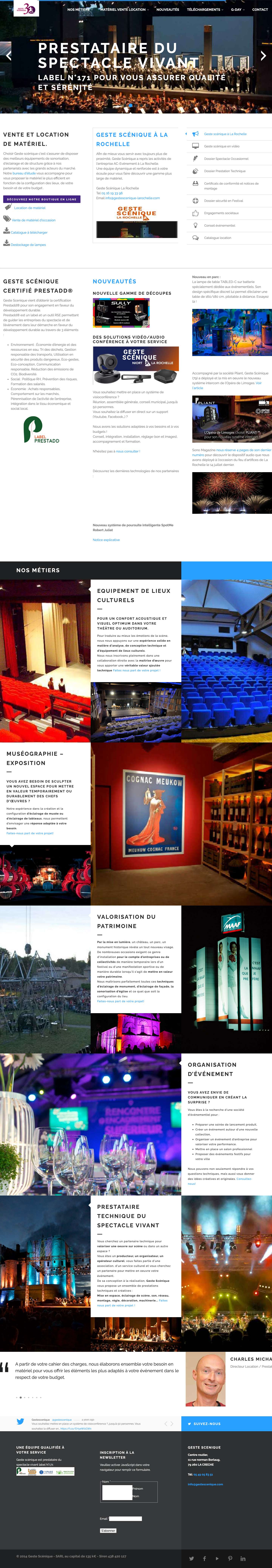 Geste scenique : societe evenementiel, location eclairage et sonorisation - Full Screenshot