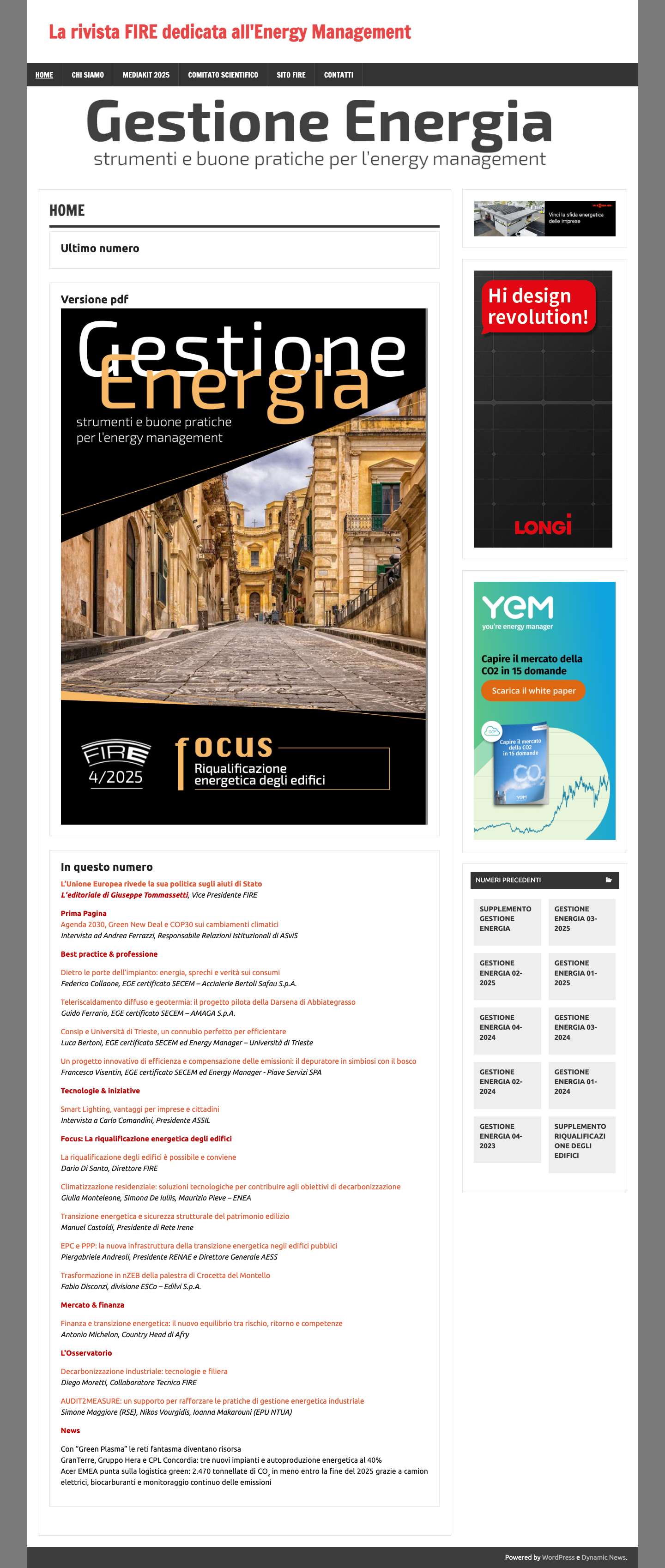 Home - La rivista FIRE dedicata all'Energy Management - Full Screenshot