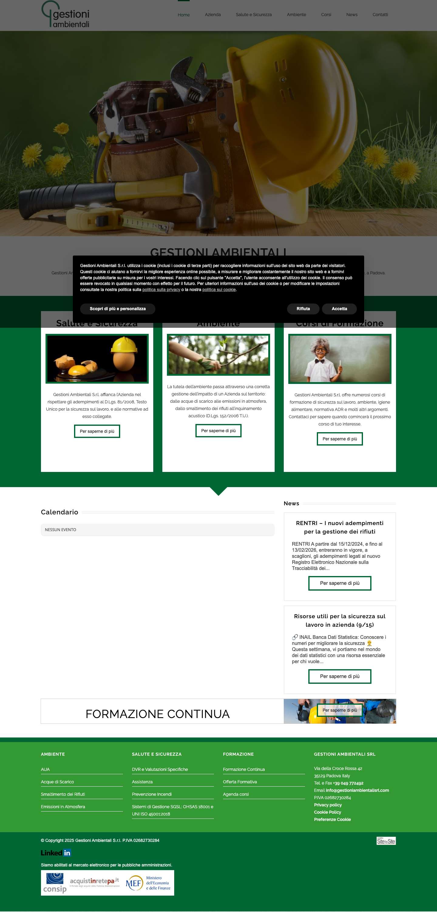 Gestioni Ambientali S.r.l. Padova - Consulenza e formazione - Full Screenshot