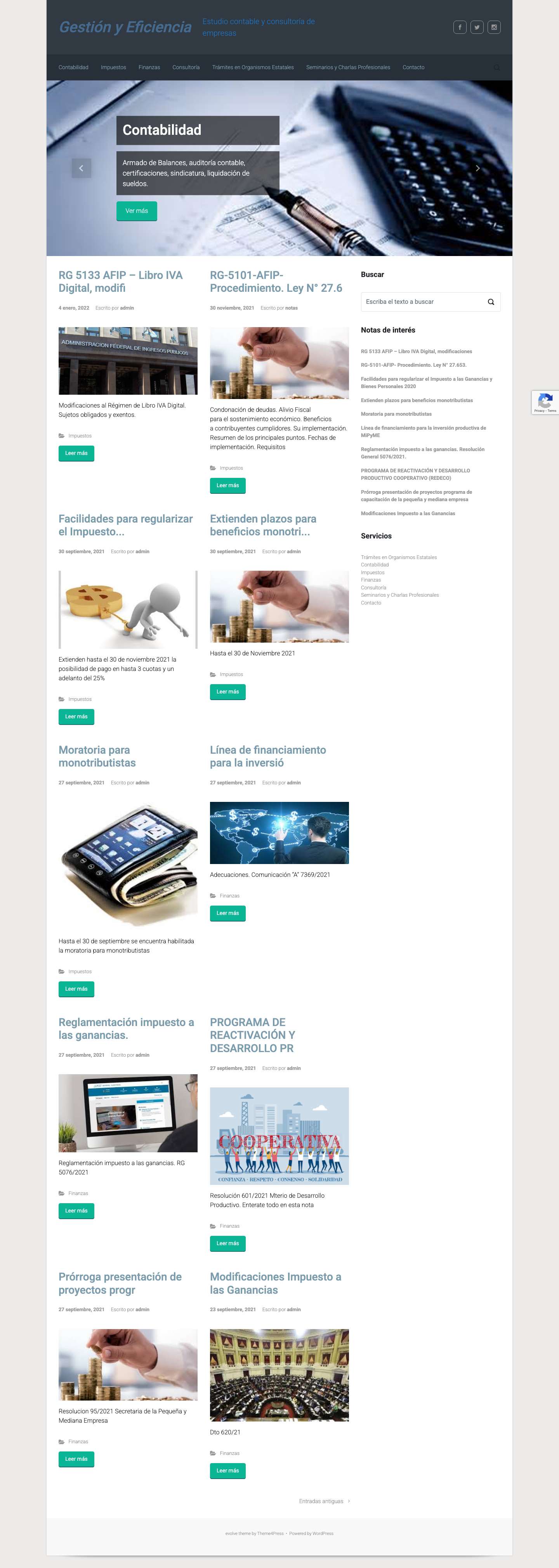 Gestión y Eficiencia - Estudio contable y consultoría de empresas - Full Screenshot