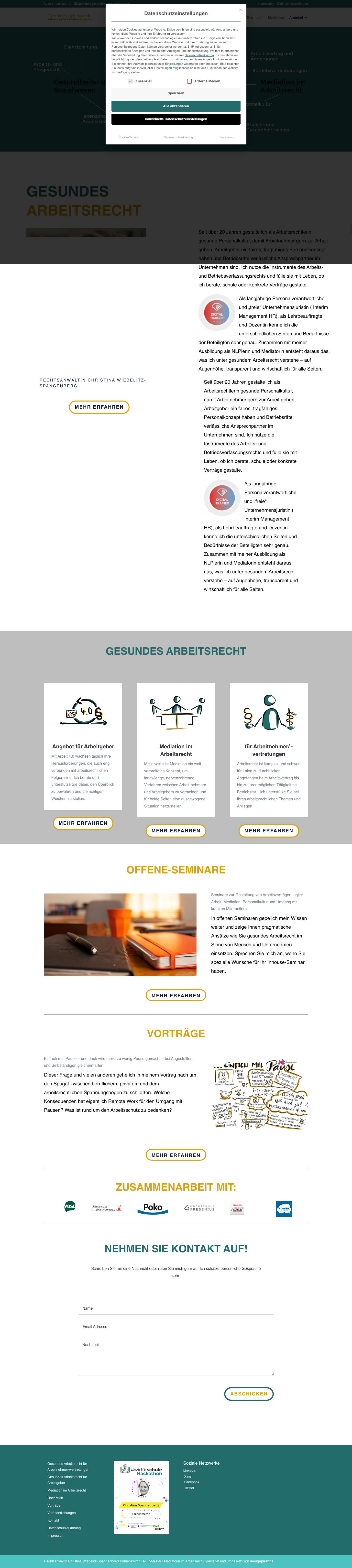 Startseite - RA Christina Wiebelitz-Spangenberg - Gesundes Arbeitsrecht - Full Screenshot