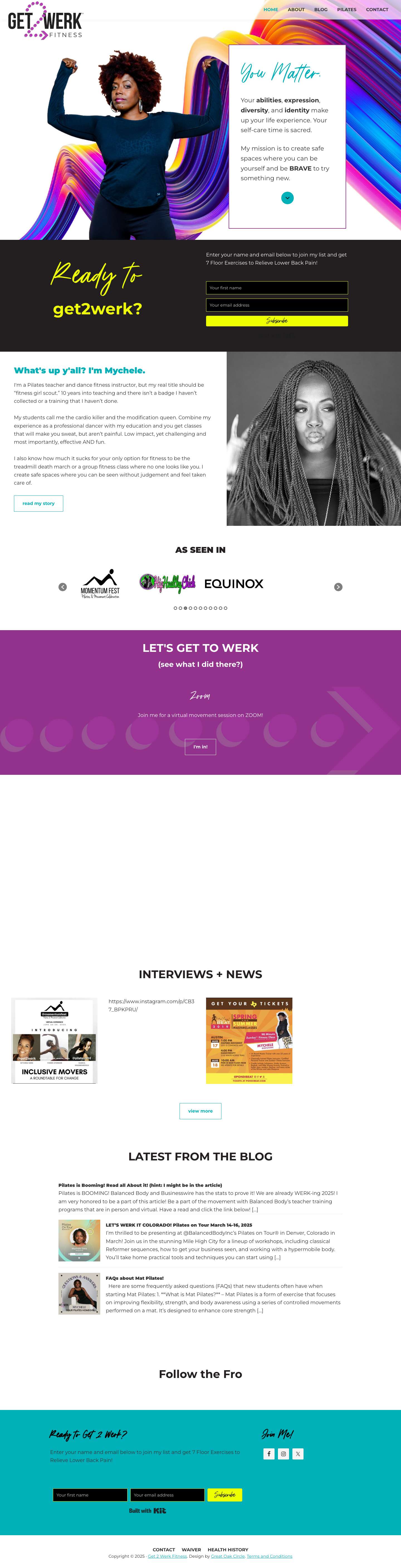 Get 2 Werk Fitness – Want Results? Get2Werk!FacebookInstagramTwitter - Full Screenshot