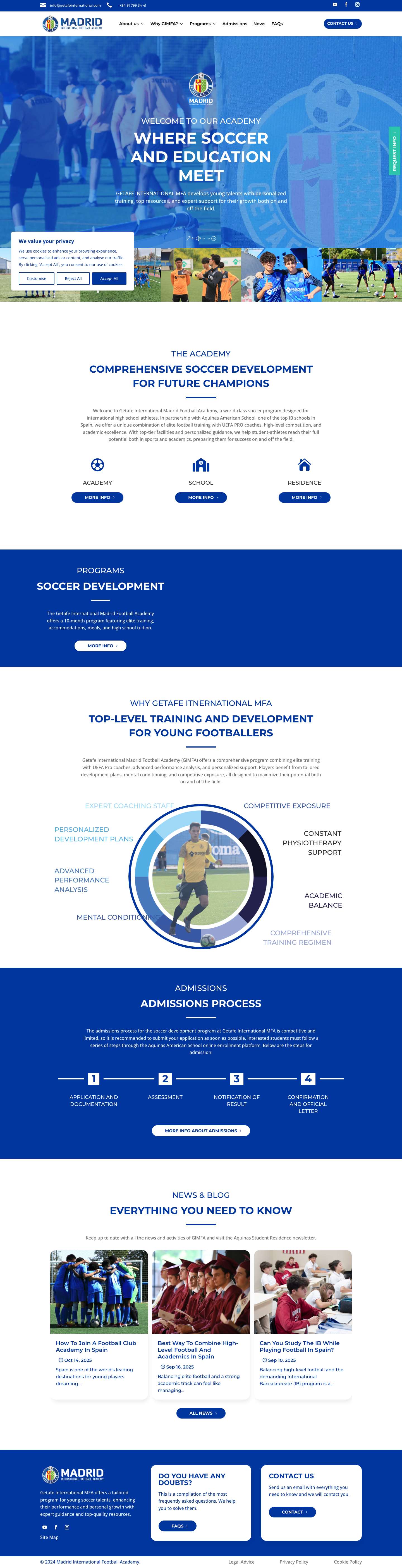 Football Academy in Spain | Getafe International Madrid - Full Screenshot