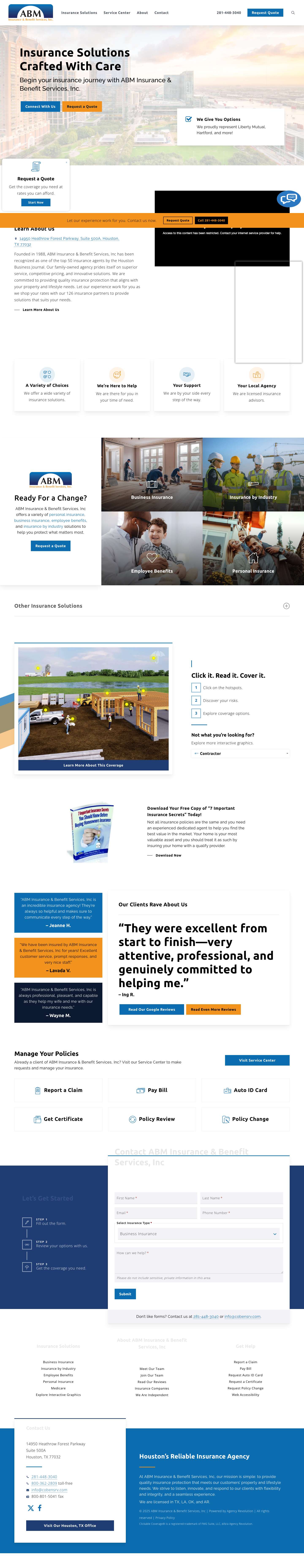 ABM Insurance & Benefit Services, Inc - Houston, TX and Beyond - Full Screenshot