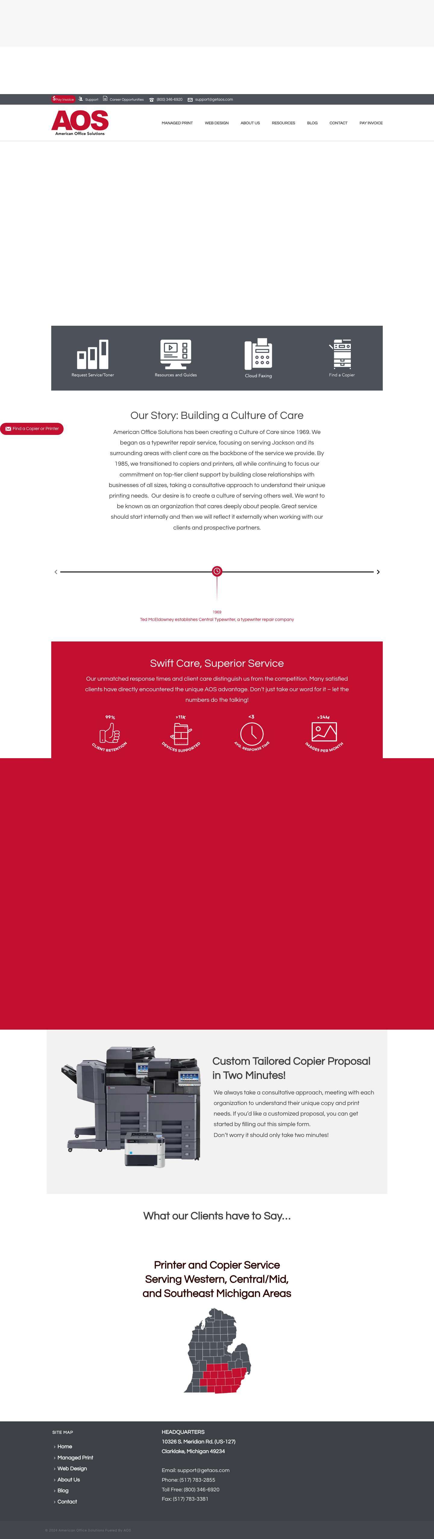 American Office Solutions - Copiers and Printers For Your Organization - Full Screenshot