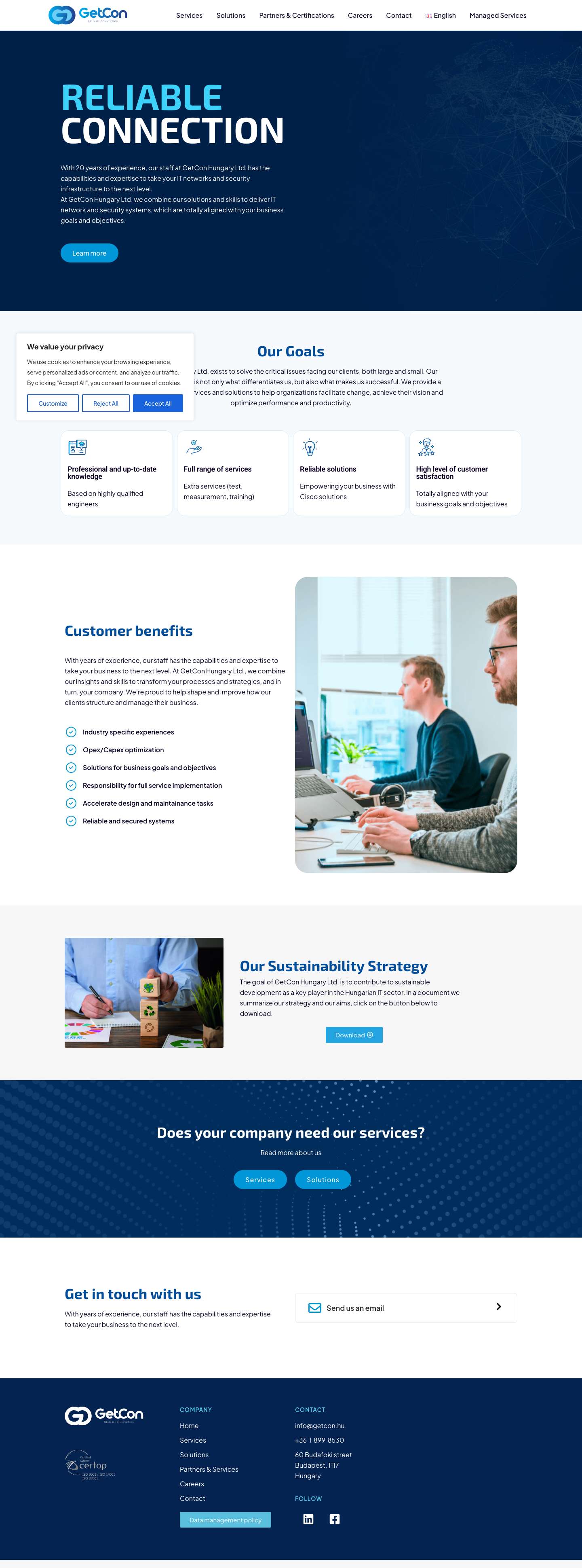 GetCon Hungary | IT services and solutions, IT networks, Budapest, Hungary - Full Screenshot