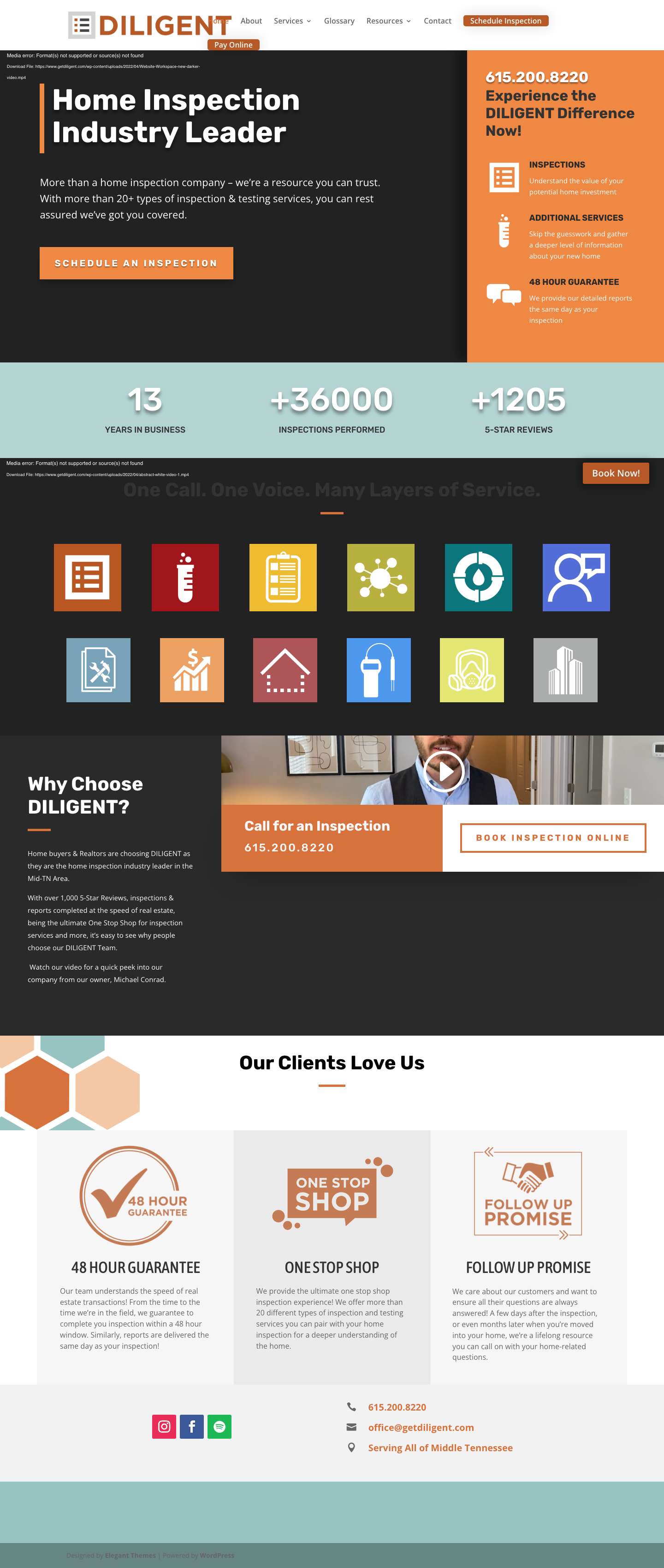 DILIGENT | Nashville's Highest Rated Home Inspection Company - Full Screenshot