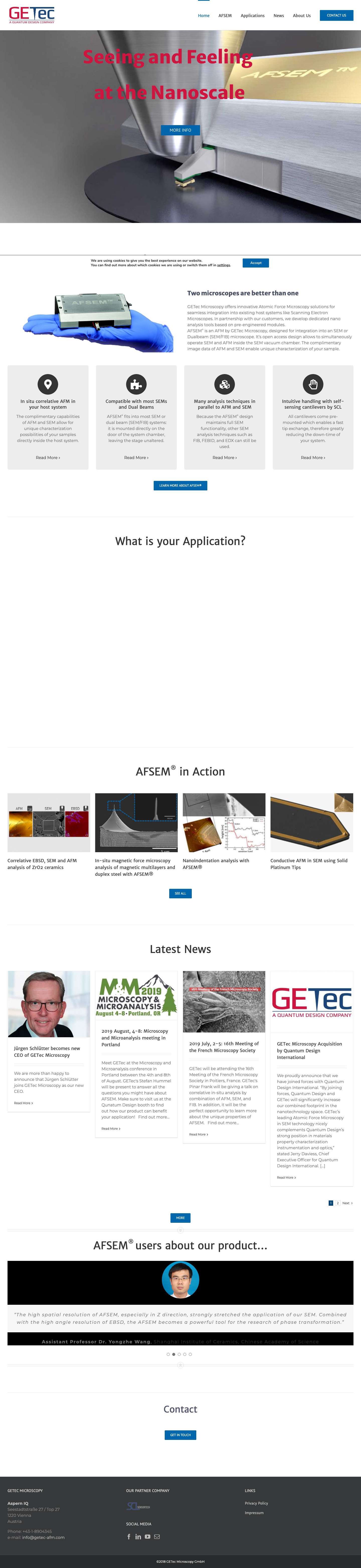 Home - GETec Microscopy - Full Screenshot