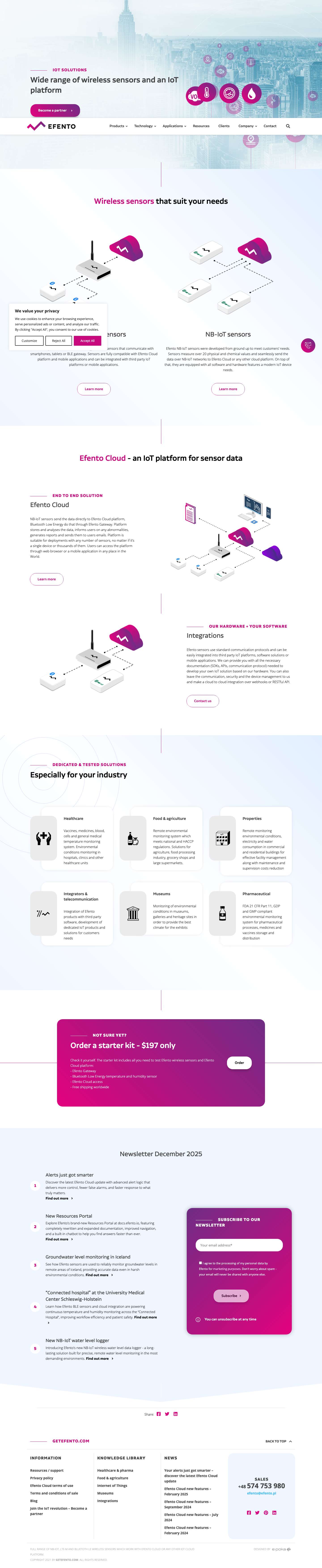 Wireless sensors and IoT platform - Efento - Full Screenshot