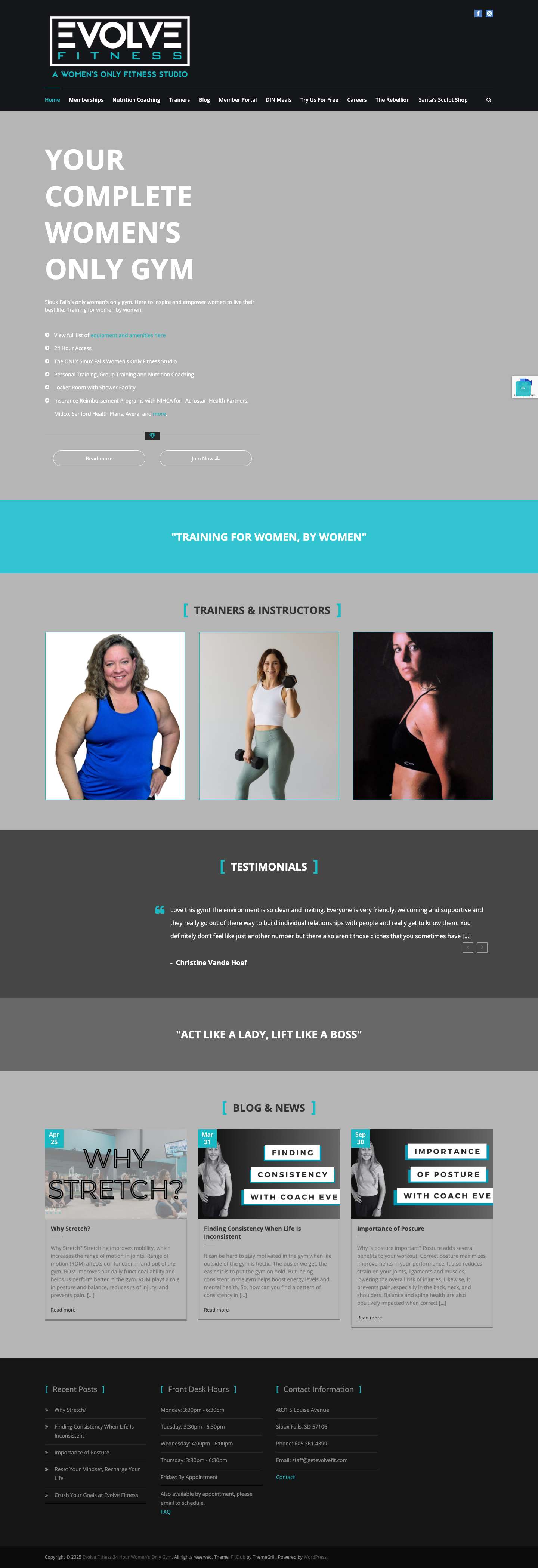 Home - Evolve Fitness 24 Hour Women's Only Gym - Full Screenshot