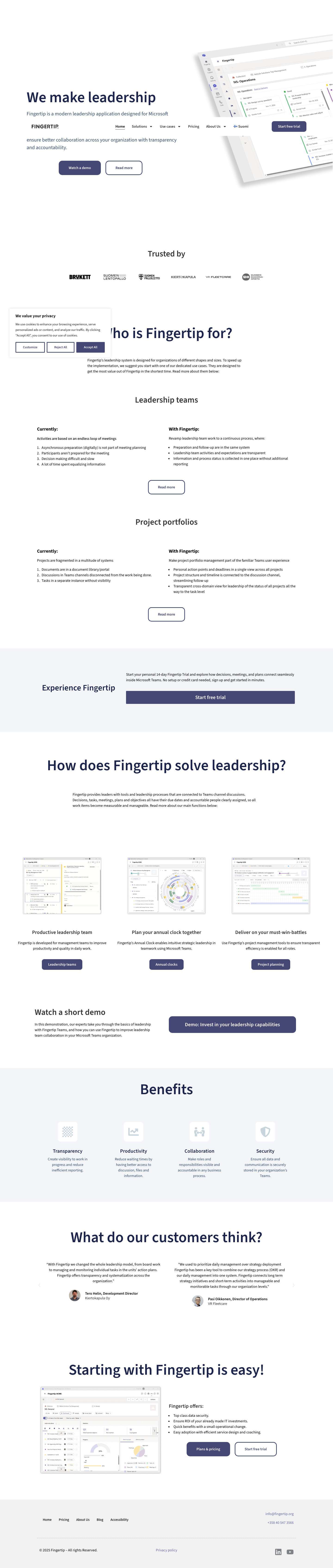 Fingertip - We make leadership - Full Screenshot