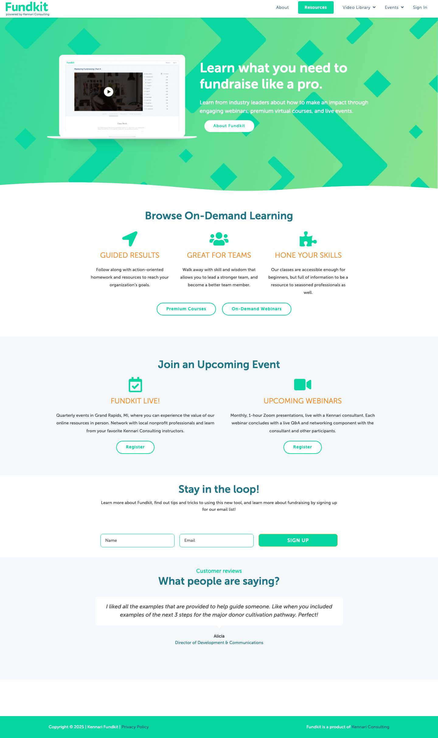 Home - Kennari Fundkit - Full Screenshot