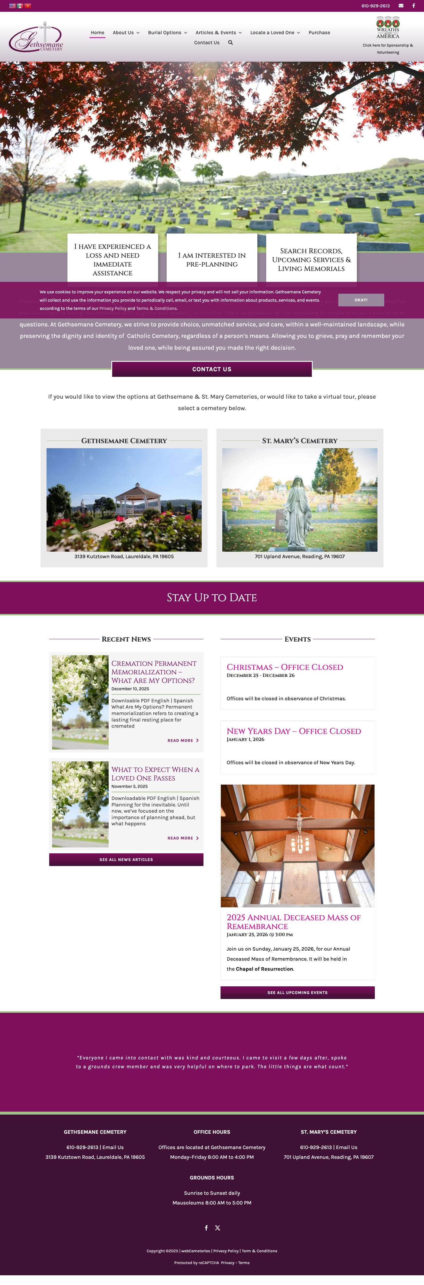 Home - Gethsemane Cemetery - Full Screenshot