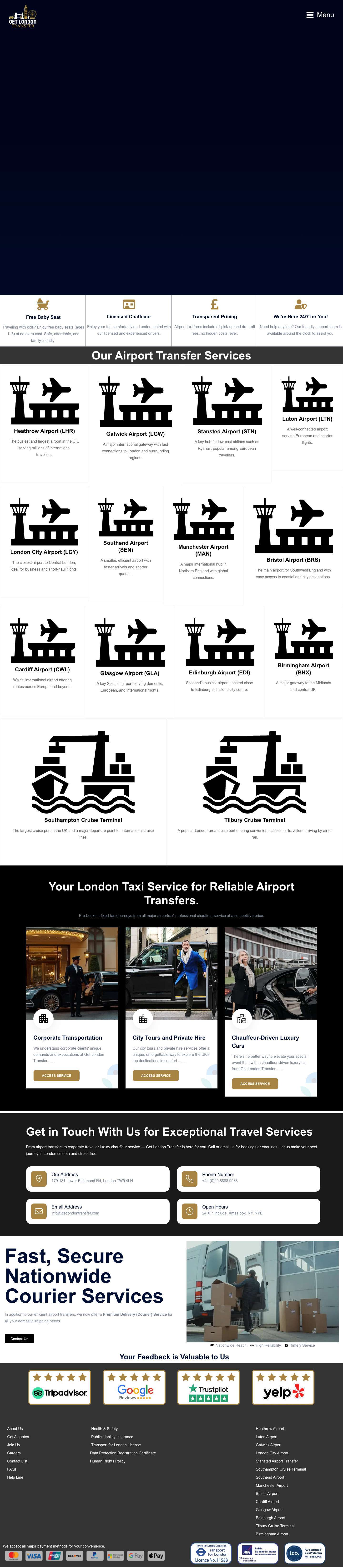 Affordable London Transfers from £11.99* - Full Screenshot