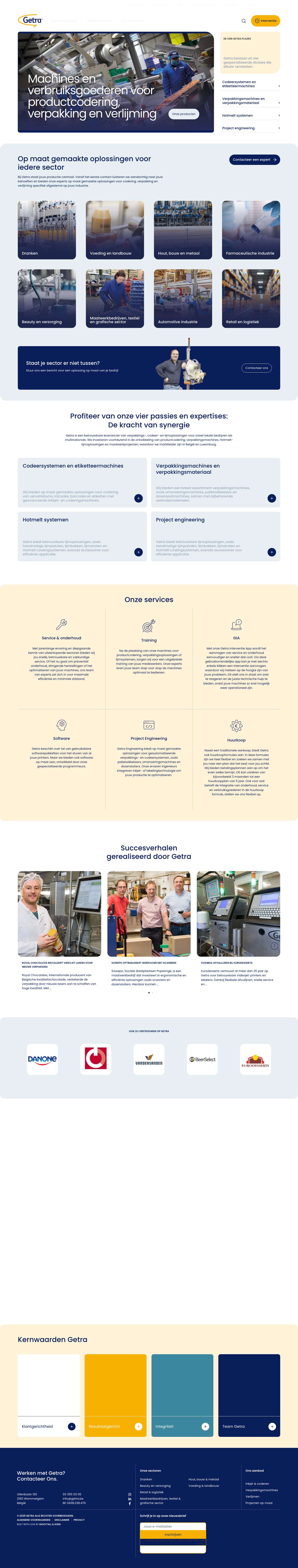 Getra | Specialist in Machines & Oplossingen voor Codering, Verpakking en Verlijming - Full Screenshot