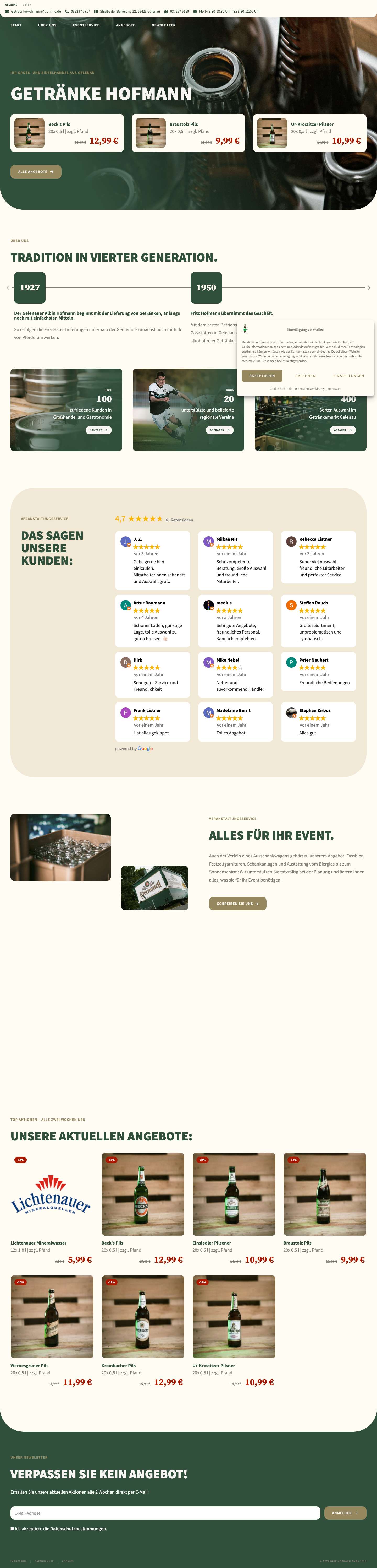 Start - Getränke Hofmann Gelenau - Full Screenshot