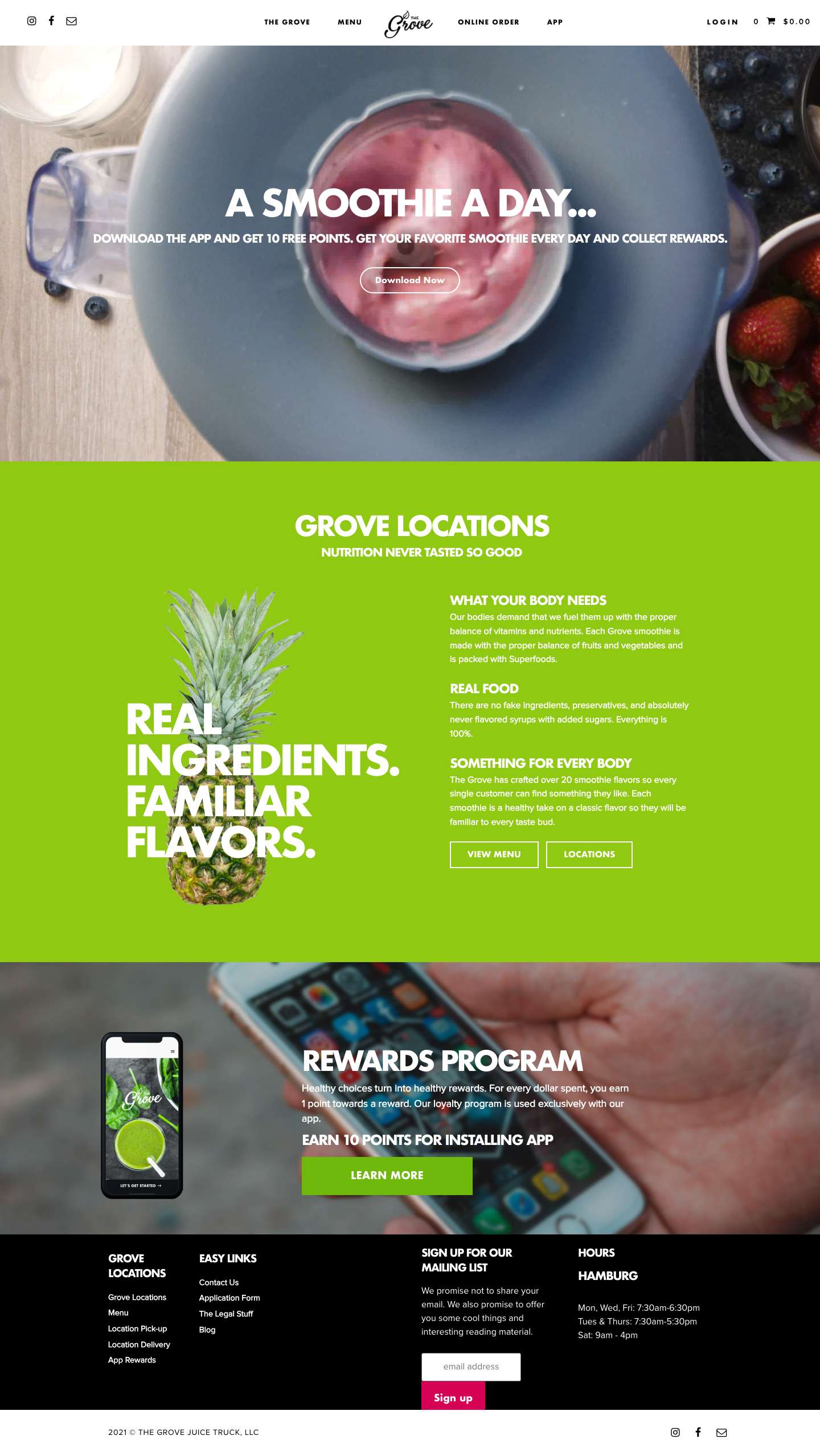 Smoothies, Acai Bowls, and Juice in Hamburg, NY - The Grove - Full Screenshot