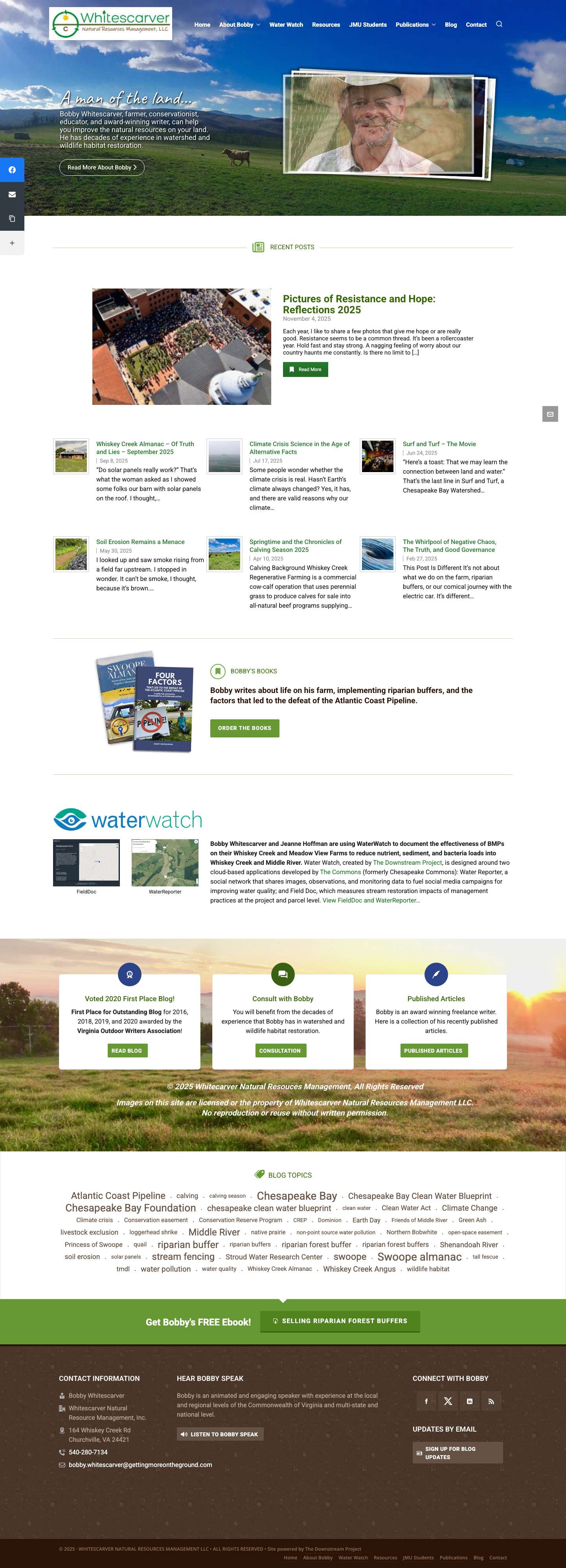 Bobby Whitescarver — Conservationist, Educator, Award-winning Writer - Full Screenshot