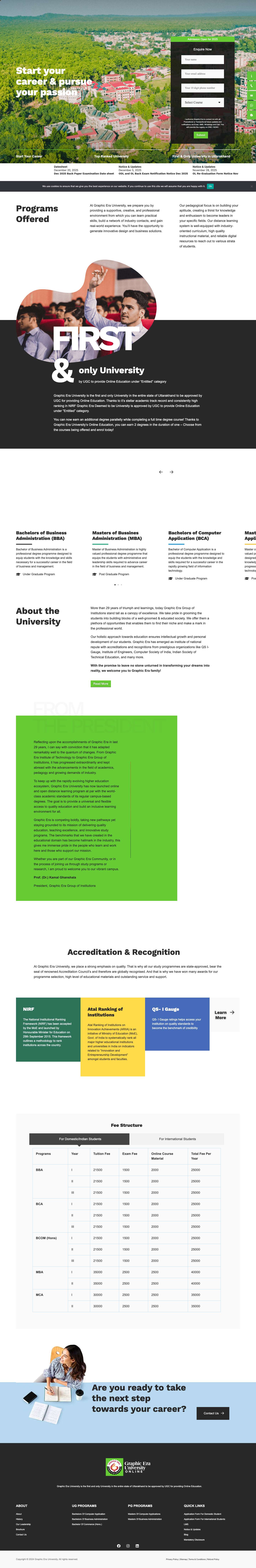 UGC Approved Online Bachelor & Master Programs | Graphic Era University Online - Full Screenshot