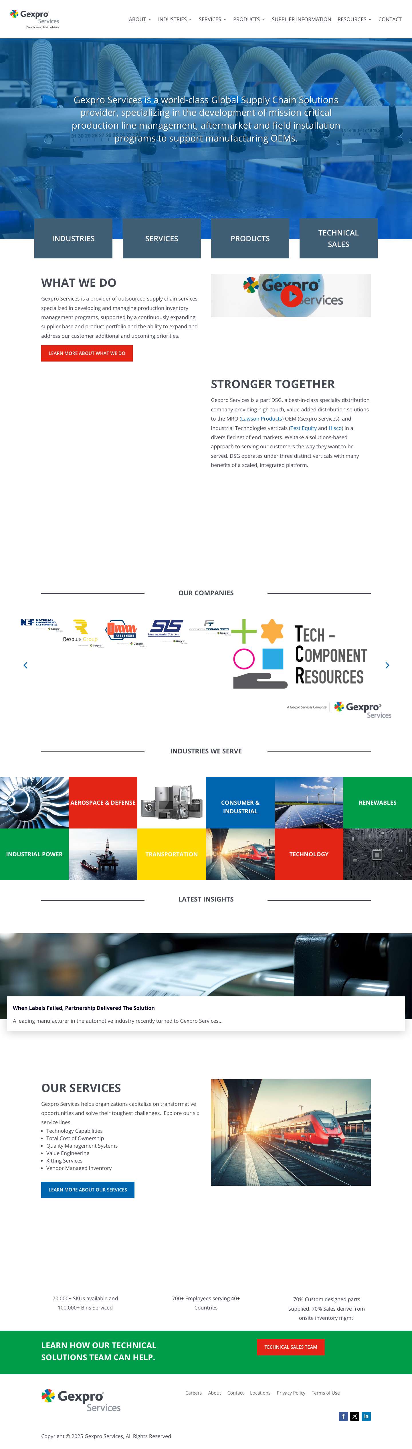 Powerful Supply Chain Services | Gexpro Services - Full Screenshot