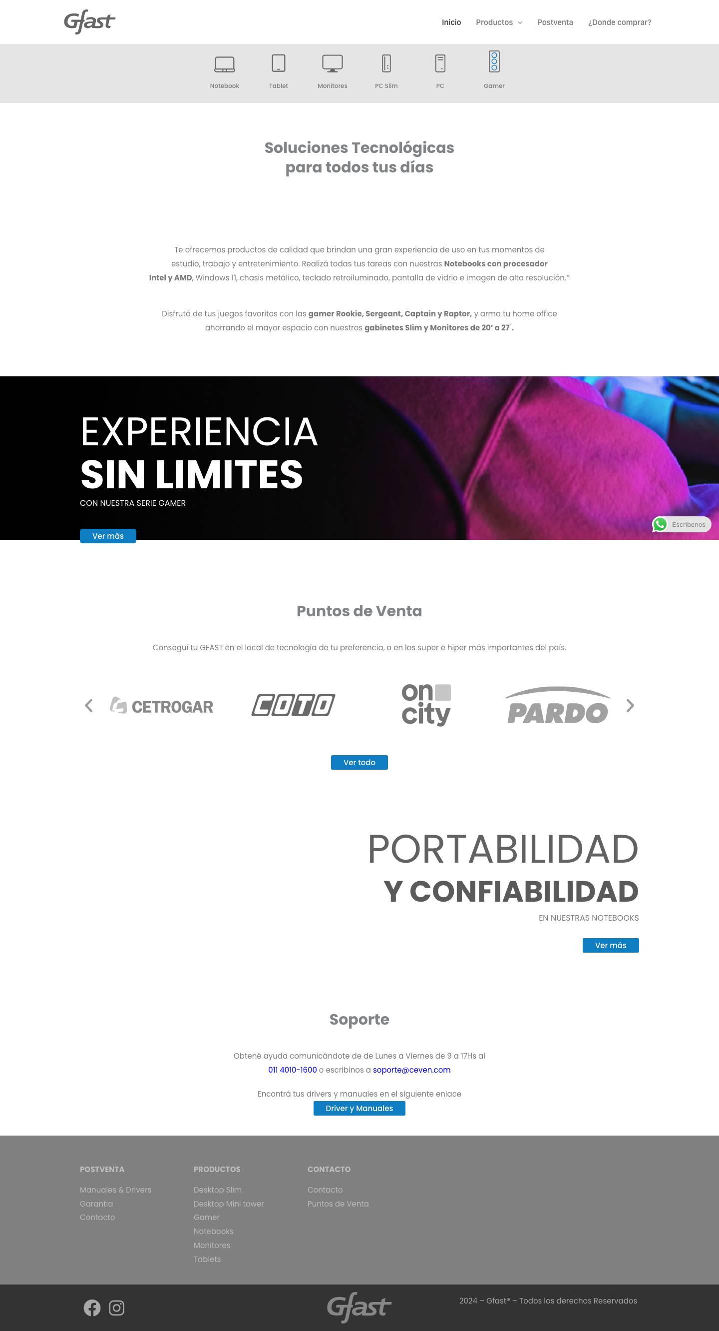 Gfast – Tecnología de calidad al alcance de todos. - Full Screenshot